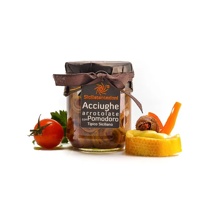 Acciughe arrotolate con pomodoro