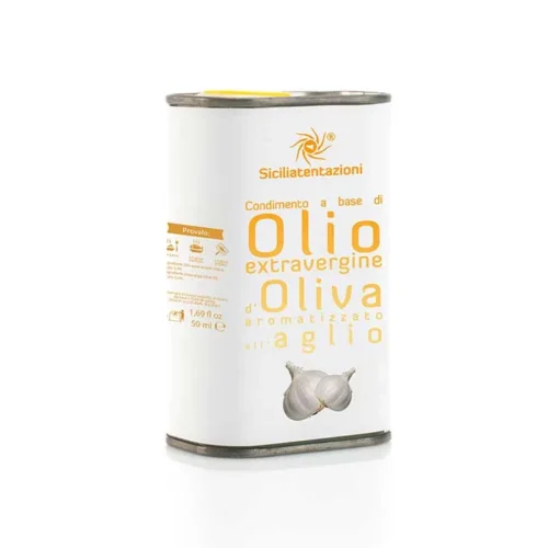 Olio aromatizzato all'aglio in latta